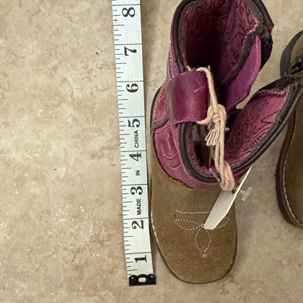 Shyanne Kids' Fuchsia and Tan Western Cowboy Boots - Picture 8 of 11